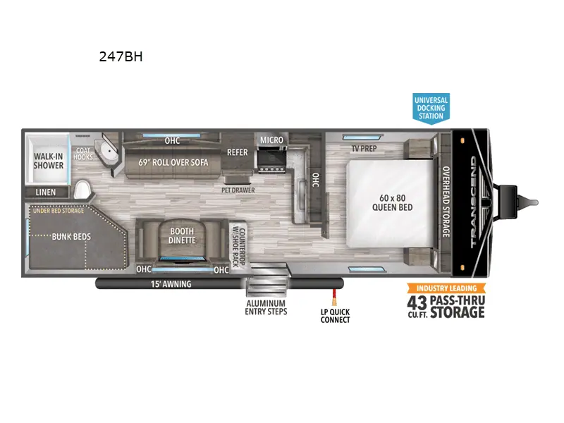 247BH travel trailer floor plan layout