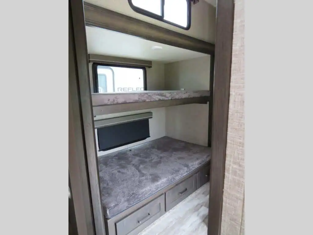 RV interior with bunk beds